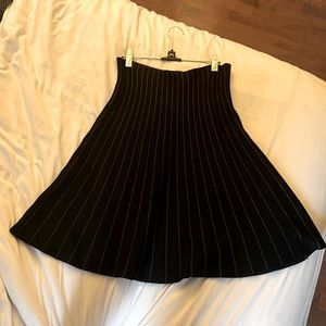 Max Studios Black and Grey Striped Midi Flare skirt